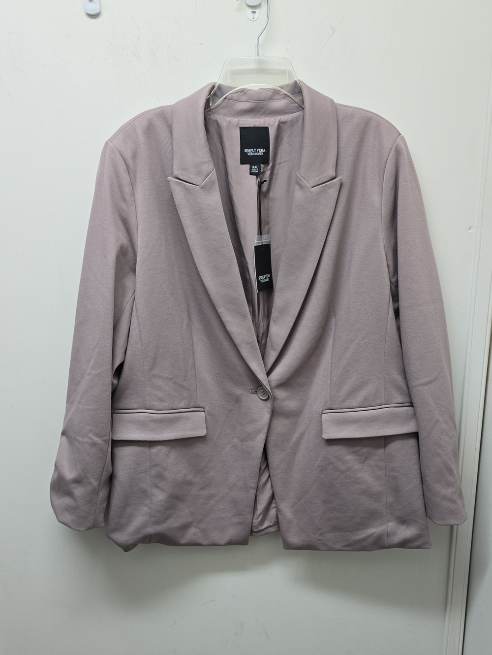 Simply Vera Verawang Mauve Tan Single-Button Notch Lapel Blazer - Size XXL